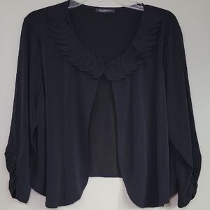 Glamour‎ Ruffled collar Open front cropped lightweight jacket.